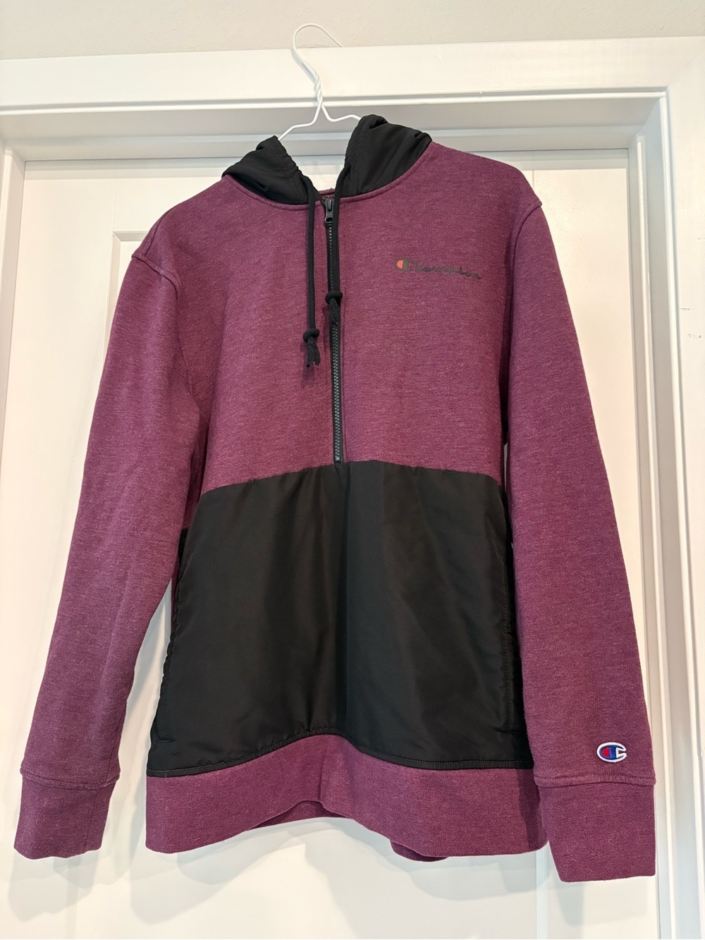 Champion Men's Plum and Black Zip-Up Hoodie